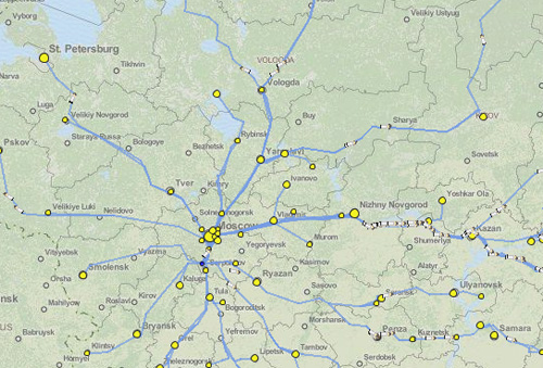 物流网络在地图上可视化